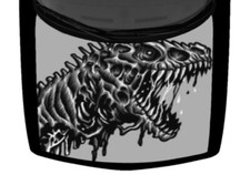 Zombie Raptor Dinosaur Truck Car Hood Wrap Vinyl Graphic Decal Grayscale 58x65