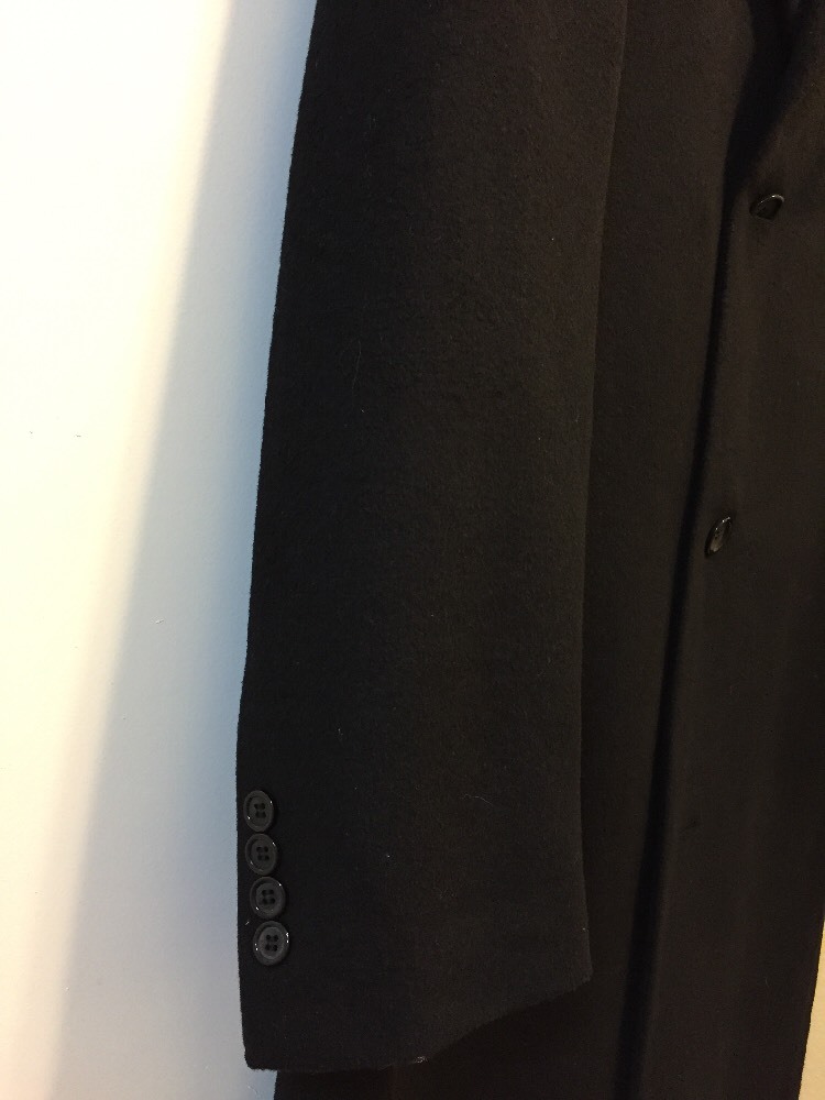 Sz 42L Men's CHAPS RALPH LAUREN Solid Black Long Trench Coat
