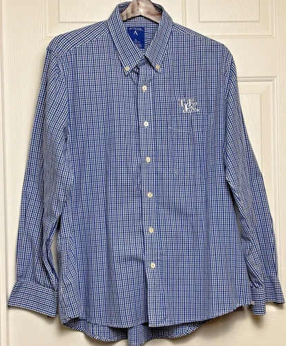 Antigua University of Kentucky UK Blue White Check Button Down Shirt Men's XL