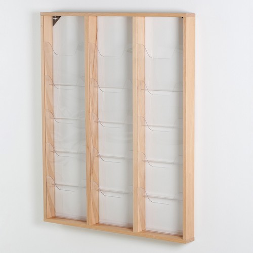 Brochure Display Stand Wall Mounting Double Sided Wooden Magazine Rack Holder - Imagen 65 de 75