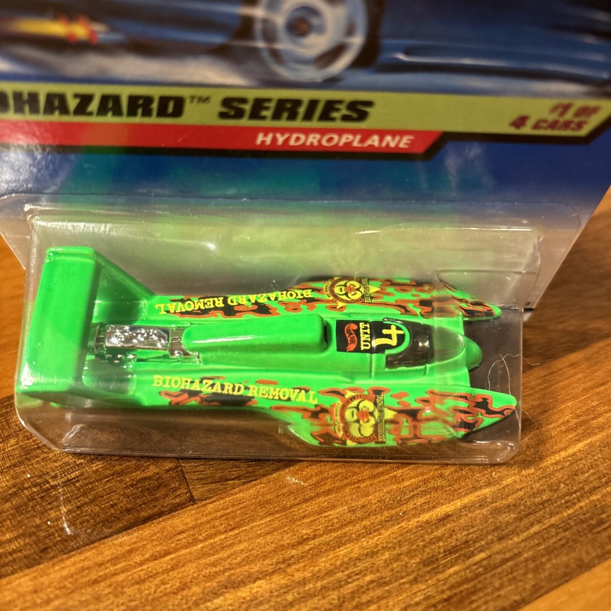 Hot Wheels 1997 Biohazard Series Hydroplane - Neon Green Limited Edition Collector Car #717 Of 4