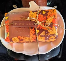 Pumpkin Ceramic Soap Holder, Vanilla Pumpkin Bar Soap And Mini Yankee Candle