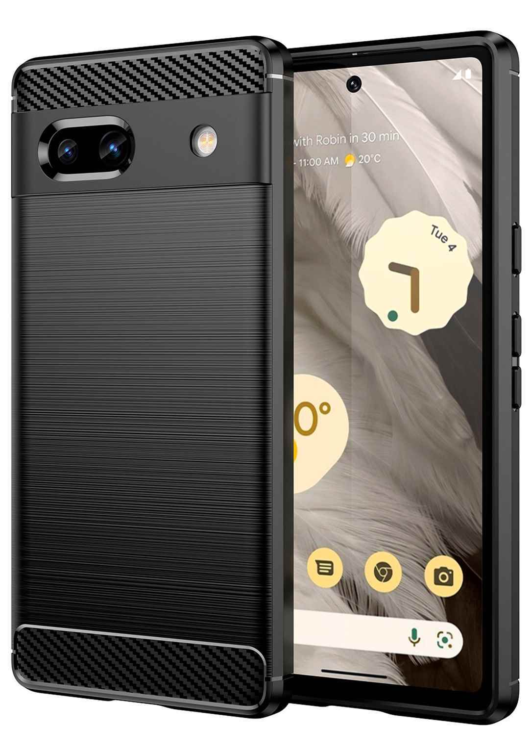 Удобный чехол Hülle для Google Pixel 7a с дизайном из углеродного волокна для наружного использования