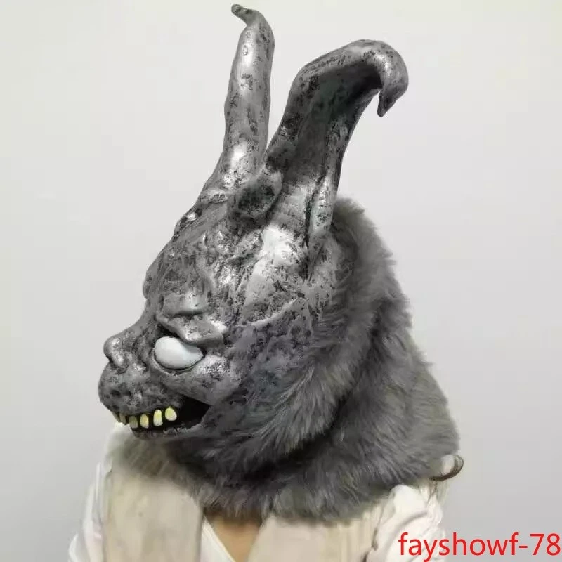 2023 Donnie Darko FRANK the Bunny MASK Latex Overhead with Fur Adult Costume - Image 3 of 4