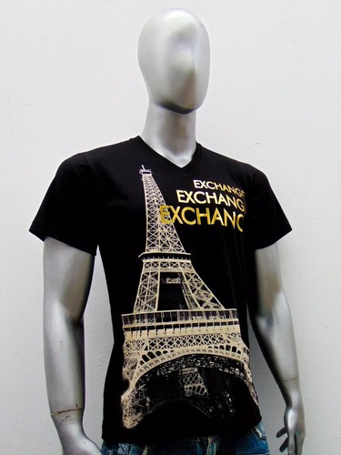 NWT PARIS EIFFEL TOWER FRANCE EXCHANGE FASHION MEN'S V-NECK SHORT SLEEVE T-SHIRT - Picture 4 of 9
