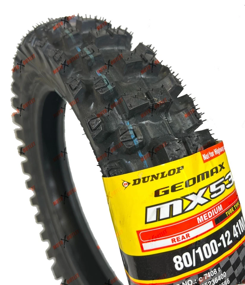 Neumático trasero Dunlop MX53 80/100-12 Geomax motocicleta 80-100-12 KX 65 KLX 45236400 Foto 2 de 4