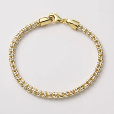 4mm Two-Tone Ice Link Chain Bracelet 14K Yellow Gold-Plated Silver 925