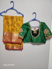 Semi Silk Saree With Stitched Work Blouse