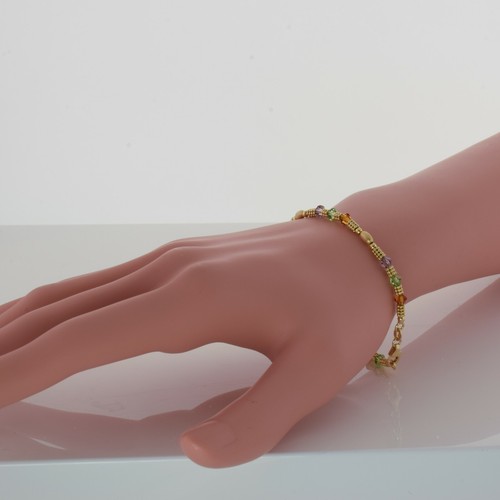 14K Yellow Gold Faceted Bead Semi Precious Bracelet 7 Inch Long Circa 1990 - Picture 5 of 6