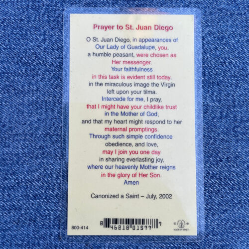 Saint Juan Diego, Prayer to St. Juan Diego Laminated Holy Card New - Picture 2 of 3