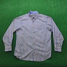 Nautica Mens Shirt Large Blue Striped Long Sleeve Button Down Preppy Casual