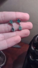 Natural Unheated Emerald Teardrop 925 Sterling Silver Earrings