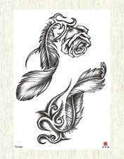 party favour waterproof feather rose large 8.25" temporary arm tattoo