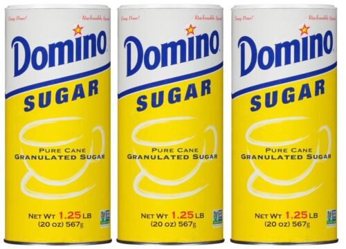 Domino White Granulated Pure Cane Sugar 20 Oz Canister Pack of 3
