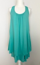 Twenty Second Womens Babydoll Tank Dress Size M Blue Pleated Ruffle Sleeveless