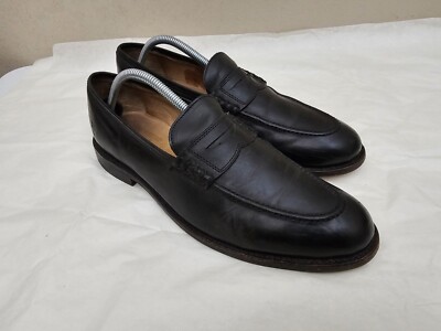 Frye John Addison Mens 9.5 D Black Leather Penny Loafers Dress Shoes Slip On Factory Second Robinson Smoking Slip-on Loafer | Men main image 4