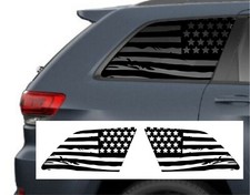 (2) USA Distressed Flag Decal Rear windows fits Jeep Grand Cherokee 2016-2021 