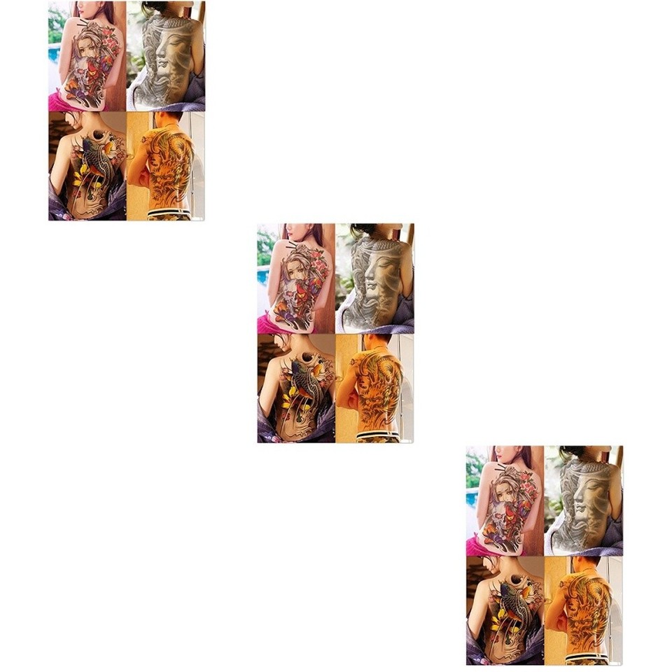 4 Sheets Back Cartoon Stickers Tattos for Men Temporary Tattoo eBay