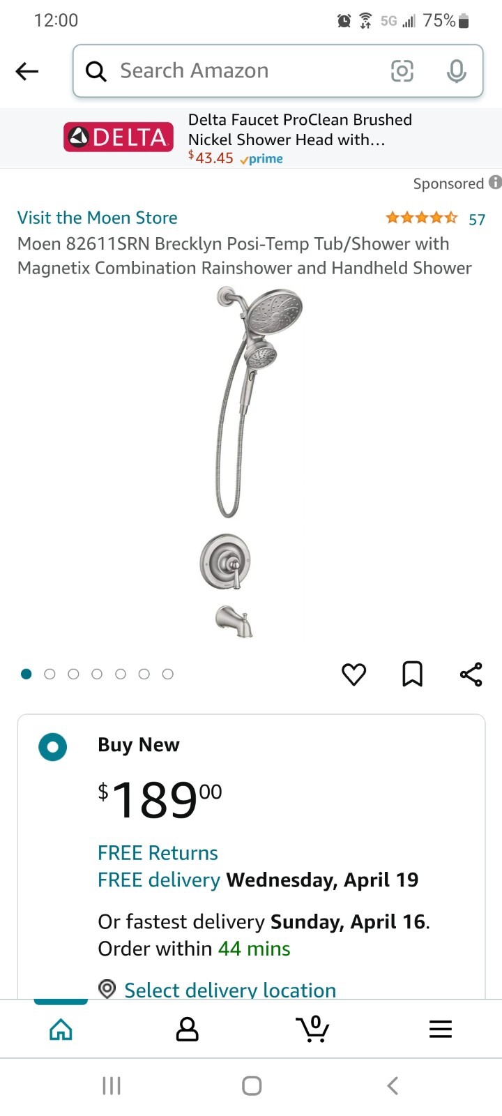 Moen Brecklyn 82611SRN Tun And Shower Faucet eBay