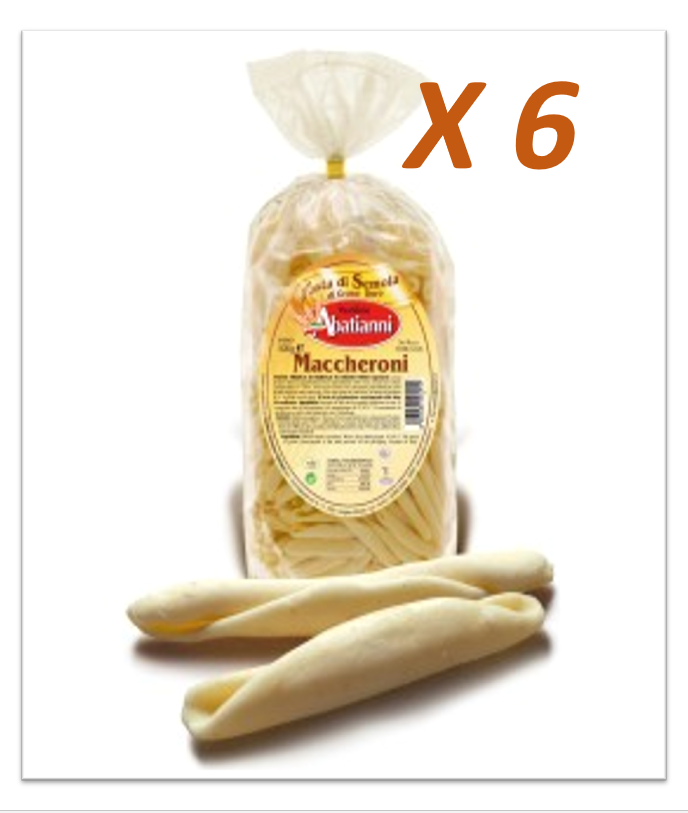 ""ABATIANNI"" 3 KG maccheroni 100% Italian durum wheat semolina pasta 500G X 6
