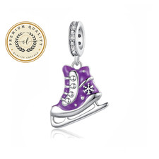 Design Ice Skate Dangle Charm For Bracelet, Ice Skater Charm