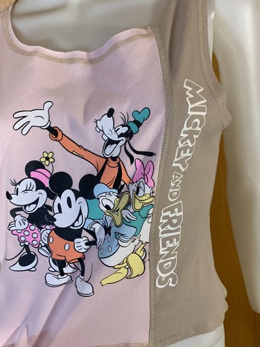 NUEVO CON ETIQUETAS DISNEY MICKEY MOUSE AND FRIENDS BLOQUE DE COLOR COSTURA DIVIDIDA TOP SIN MANGAS MEDIO - Imagen 2 de 3