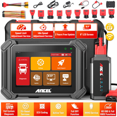ANCEL V6 HD Bidirectional Scanner Diesel HD Truck Diagnostic Tool ECU Coding DPF