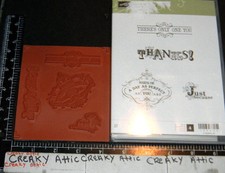 STAMPIN UP VINTAGE VERSES 4 CLING RUBBER STAMPS THANKS JUST BECAUSE