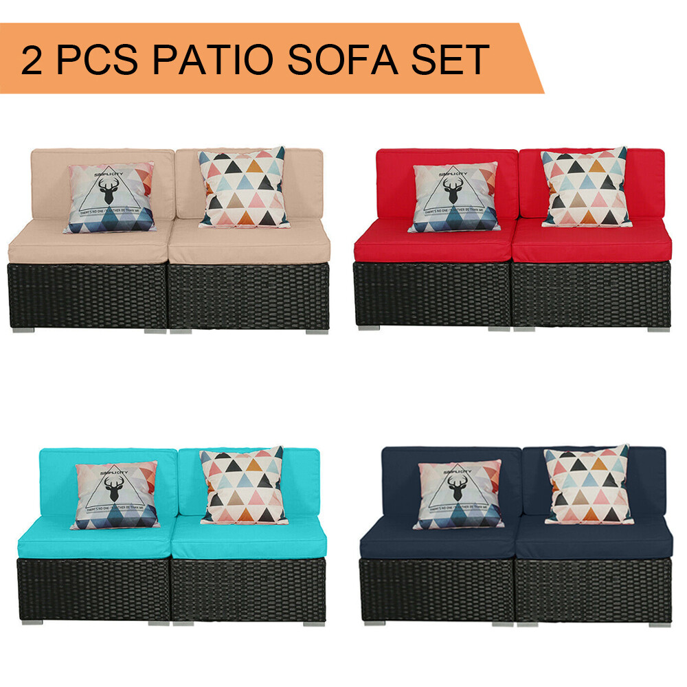 Dark Wicker Patio Furniture 4 Piece Set Outdoor Garden Seating Green Cushions For Sale Online Ebay