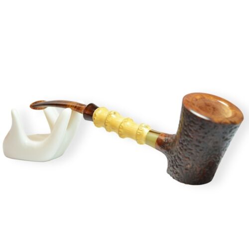 Briar fumar tabaco a mano alzada increíble estilo bambú artesanal pipa única - Imagen 2 de 10