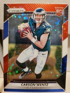 Carson Wentz 2016 Panini Prizm #218 Red White Blue Disco Refractor Rookie RC