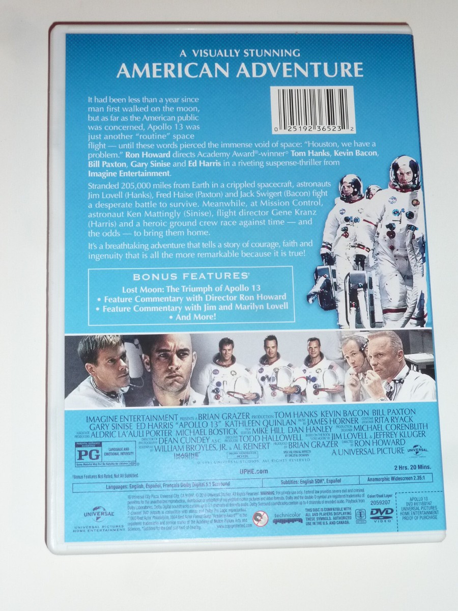 Apollo 13 DVD 1995 space flight thriller movie Tom Hanks Kevin