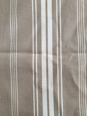 Coupon De Toile De Jouy Rayé Beige Crème - 1m X 76cm - Coton Neuf - Décoration Et Couture