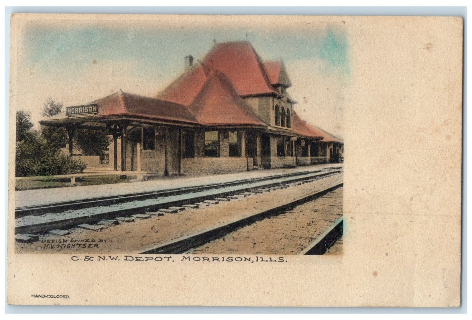 c1910's C & NW Depot Station Train Railroad Morrison Illinois IL Posted ...