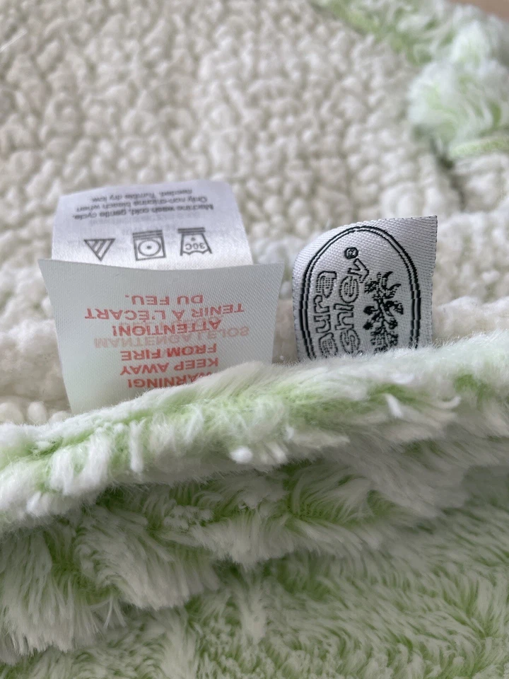 VTG Laura Ashley Baby Blanket Green Sherpa Back Fuzzy Solid Color Soft Lovey - Image 2 of 3