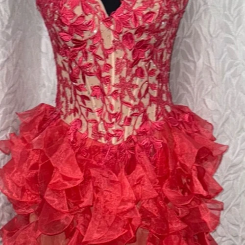 Vestido Sherri Hill Fresa Desnudo Estrás Alto Bajo Corsé Baile de graduación Fiesta Talla 4 Foto 3 de 4