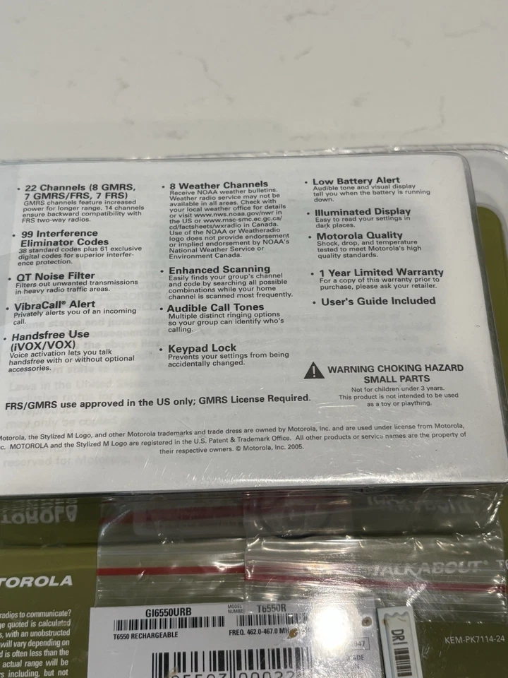 Motorola Talk About T6550R Two Way Radio New 22 Channels - Image 3 of 3