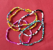 Boho Seed Bead Bracelets - Sets Of 5 (Colors Vary)