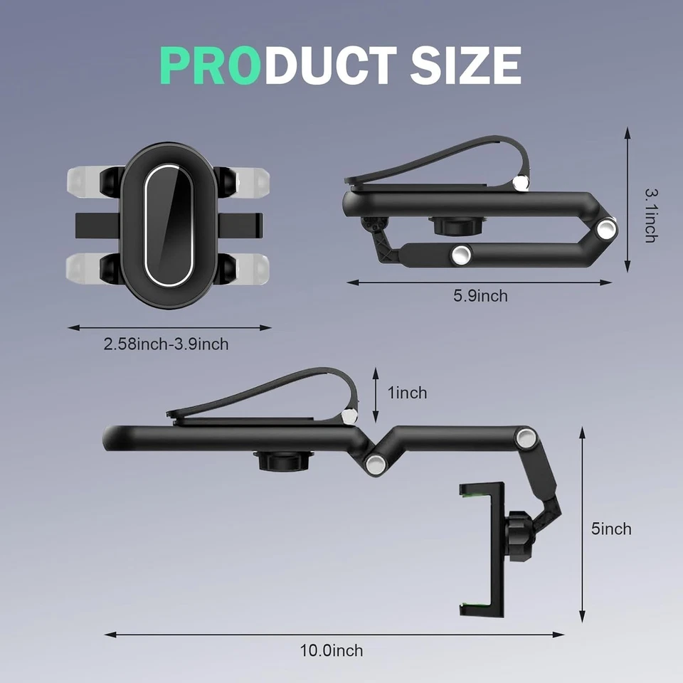 360° Rotatable Sun Visor Phone Holder for Safe Driving - Black, Foldable Design - Image 4 of 4