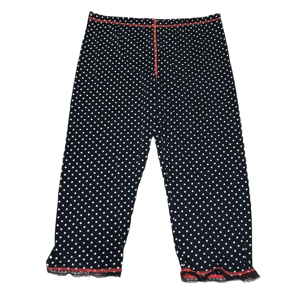 Leggings Free People Vintage Negros Lunares Capri Encaje Volantes Mujeres Grandes Foto 2 de 4