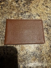 Louis Vuitton Authentic Brown Leather Card Holder ID Wallet Case