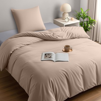 Bettbezug 1 Person 135x200 cm mit 1 Kissenbezug 80x80 cm (Beige)