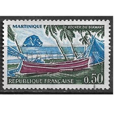 Timbre Obl. YT 1644 Martinique, Mer Bareau Palmier 1970