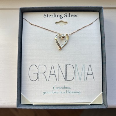 Grandma LA 925 STERLING SILVER HEART NECKLACE 18''Your Love Is A Blessing In Box