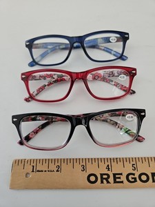 LOT OF 3 Reading Glasses +5.0 & +6.0 (2) Highly Strength Plastic Frame FLORAL