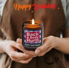Back & Body Hurts 9oz Vanilla Scented Novelty Candle Funny Gift