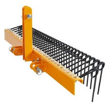 60 Inch Pine Straw Rake, 26 Coil Spring Tines Durable Powder Coated Steel Tow