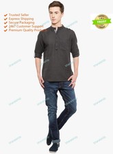 Mens Kurta Solid Mens Cotton Kurta plus Size Shirt Kurta Half Sleeves