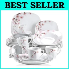 Annie Pink Floral Dish Set for 6, 30-Piece Dinnerware