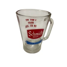 Schmidt Beer Glass Pitcher Mug Stein 32 Oz One Quart No Spout Collectible